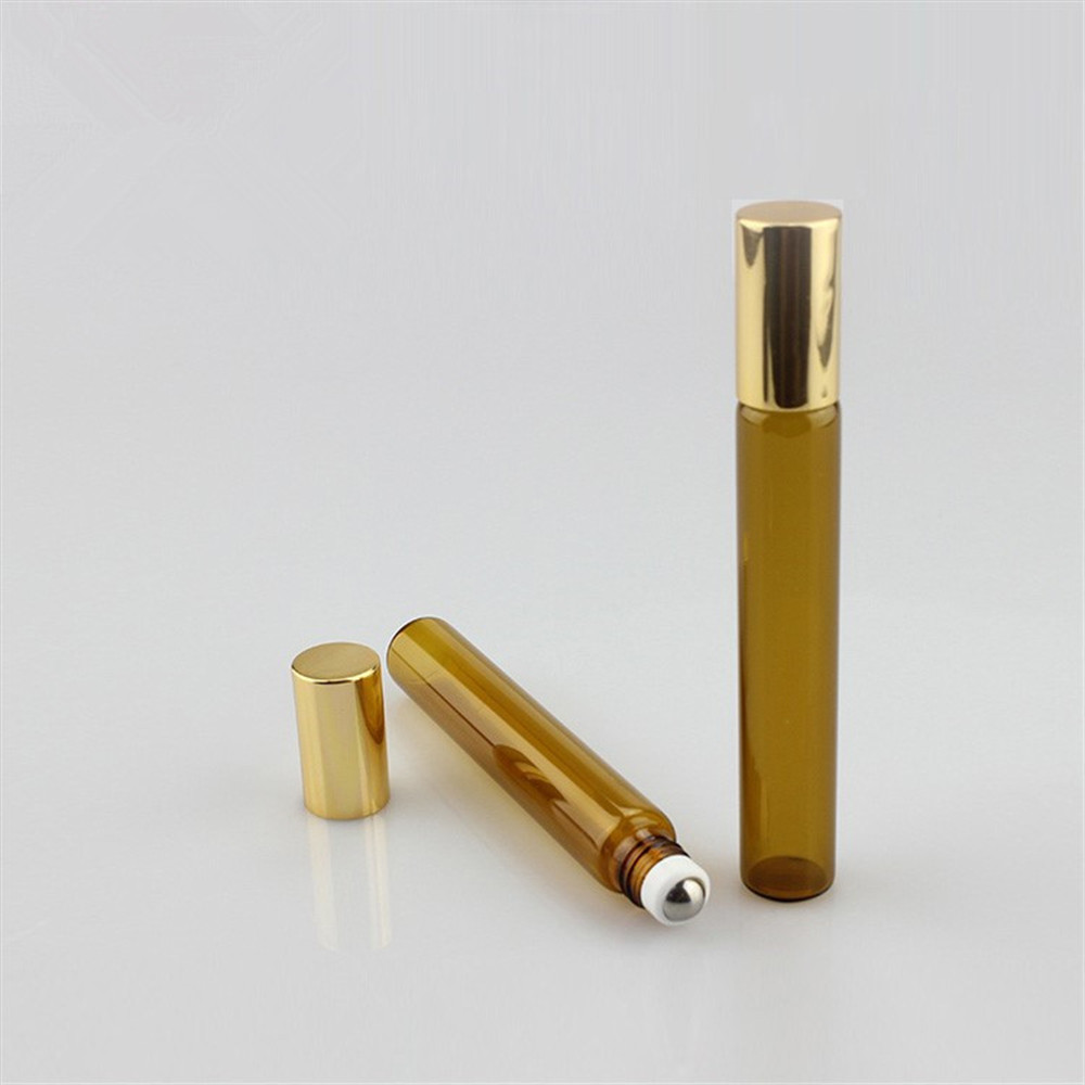 mytext whoesalers cosmetic 5 ml 10 ml 15ml empty amber frosted glass perfume roller roll on bottle with metal roller ball