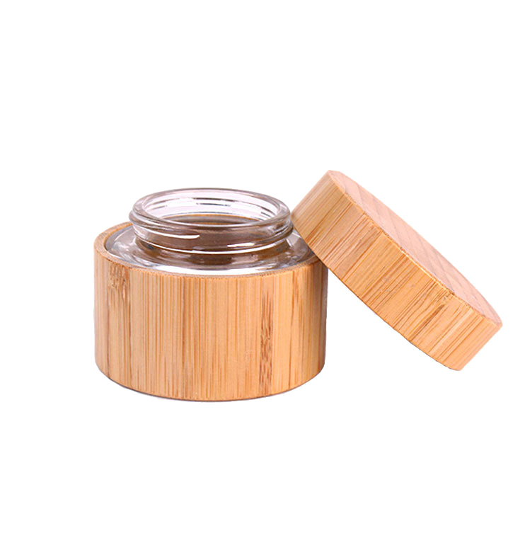 natural bamboo packaging  bamboo container cosmetic natural wooden cosmetic jar with glass inner