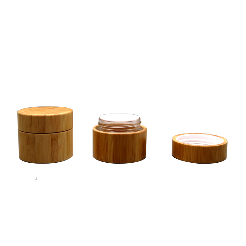 natural bamboo packaging bamboo container cosmetic natural wooden cosmetic jar with glass inner