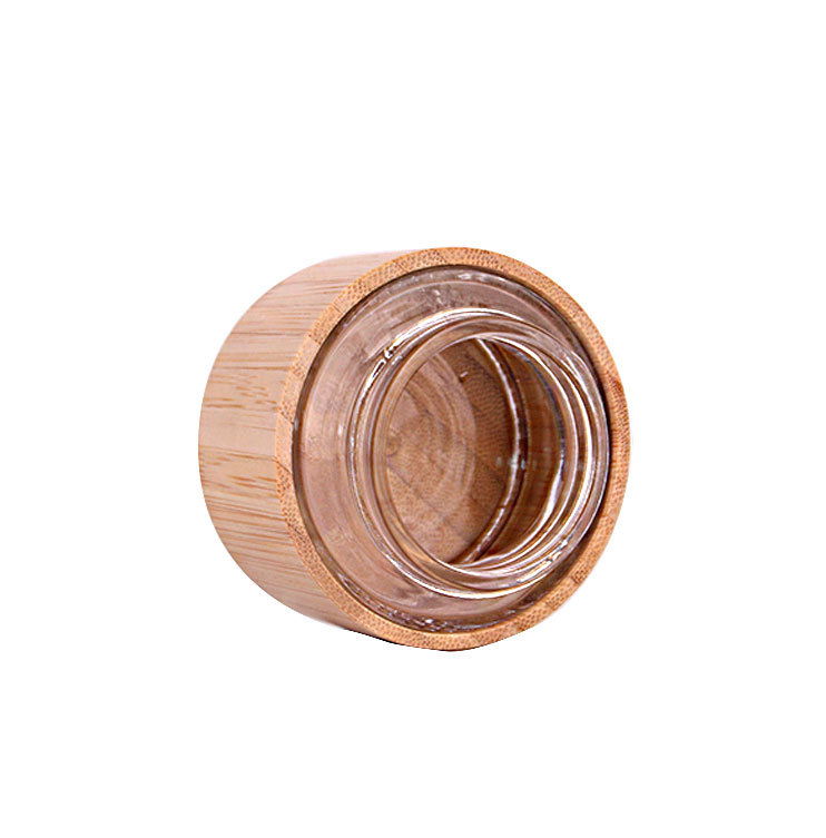 natural bamboo packaging bamboo container cosmetic natural wooden cosmetic jar with glass inner