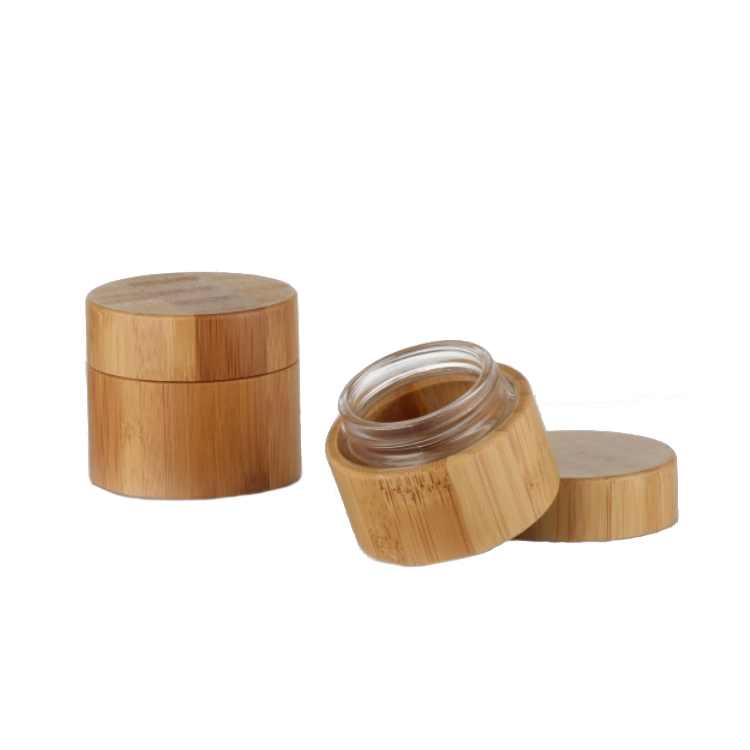 natural bamboo packaging bamboo container cosmetic natural wooden cosmetic jar with glass inner