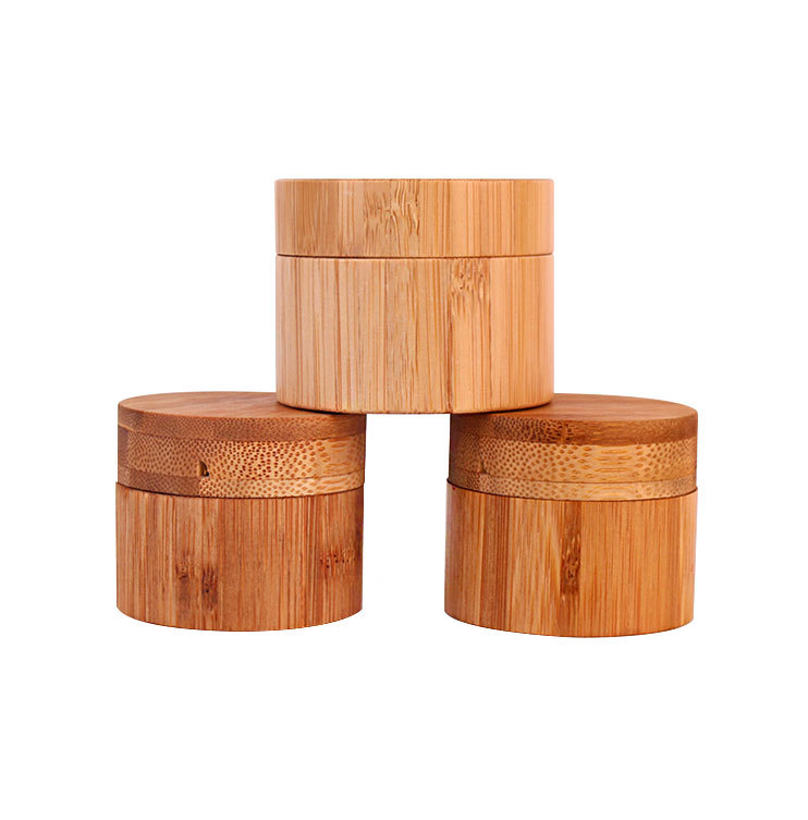 natural bamboo packaging bamboo container cosmetic natural wooden cosmetic jar with glass inner