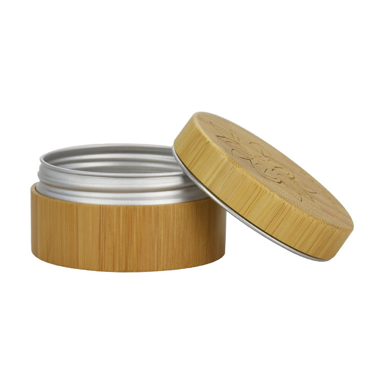 natural cosmetic packaging 5-100g bamboo aluminum jar lip balm jar