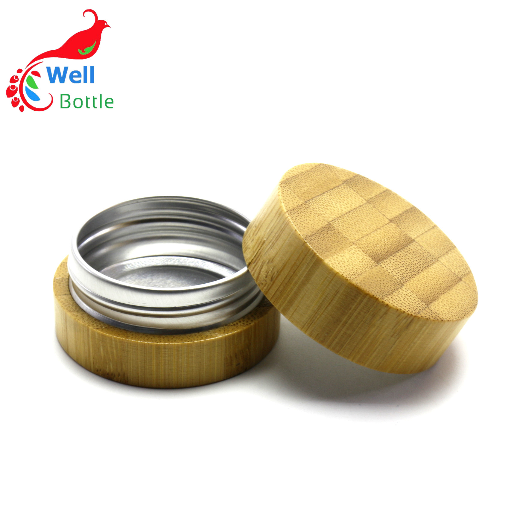 natural empty bamboo cream jar aluminum inner GJ-214RL