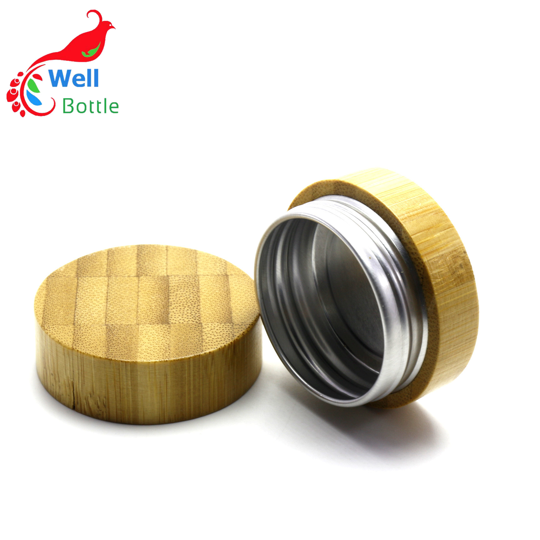 natural empty bamboo cream jar aluminum inner GJ-214RL