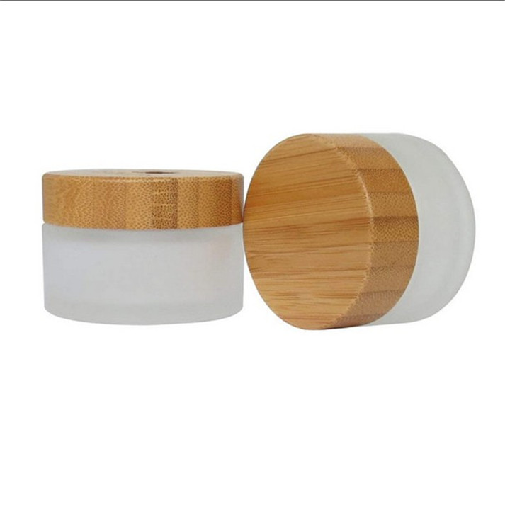 natural frosted amber clear pet cosmetic cream jar with bamboo lid