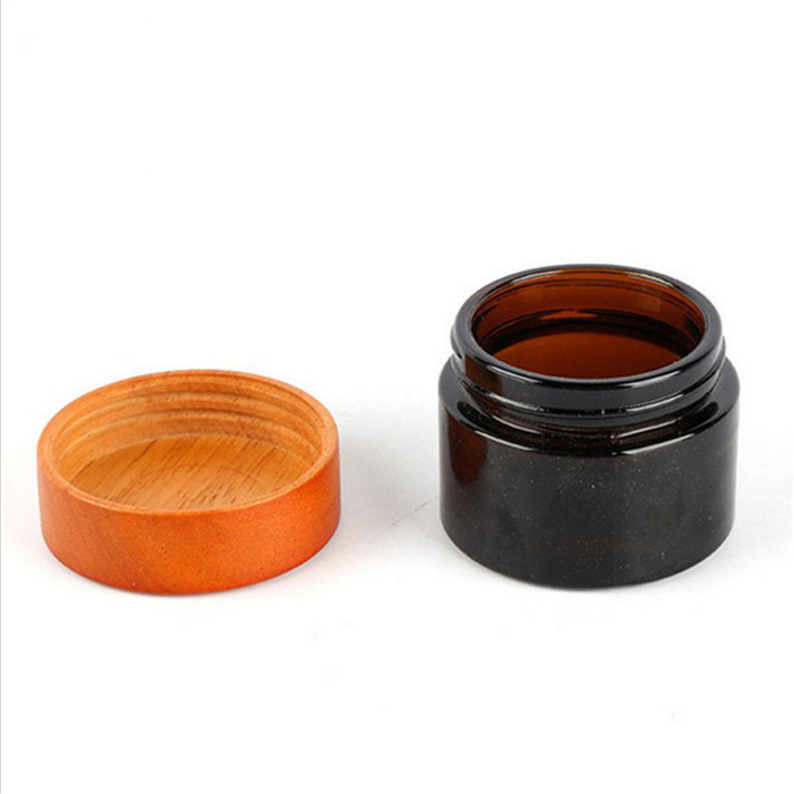 natural frosted amber clear pet cosmetic cream jar with bamboo lid