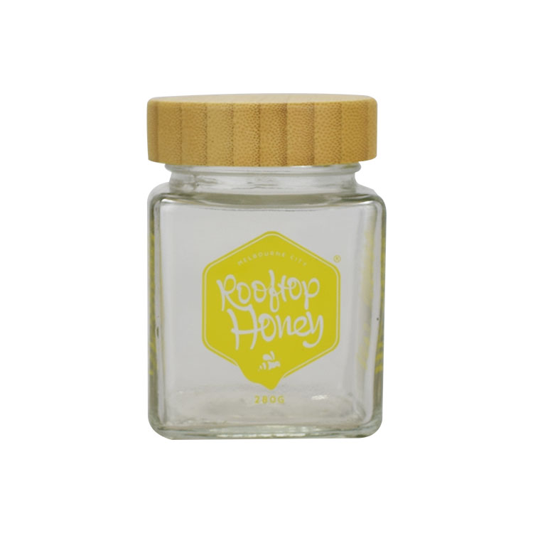 natural packaging 280g glass jar bamboo lid bamboo honey jar