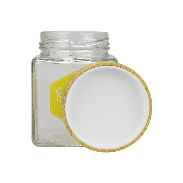 natural packaging 280g glass jar bamboo lid bamboo honey jar