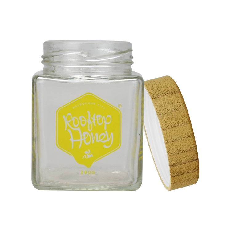natural packaging 280g glass jar bamboo lid bamboo honey jar