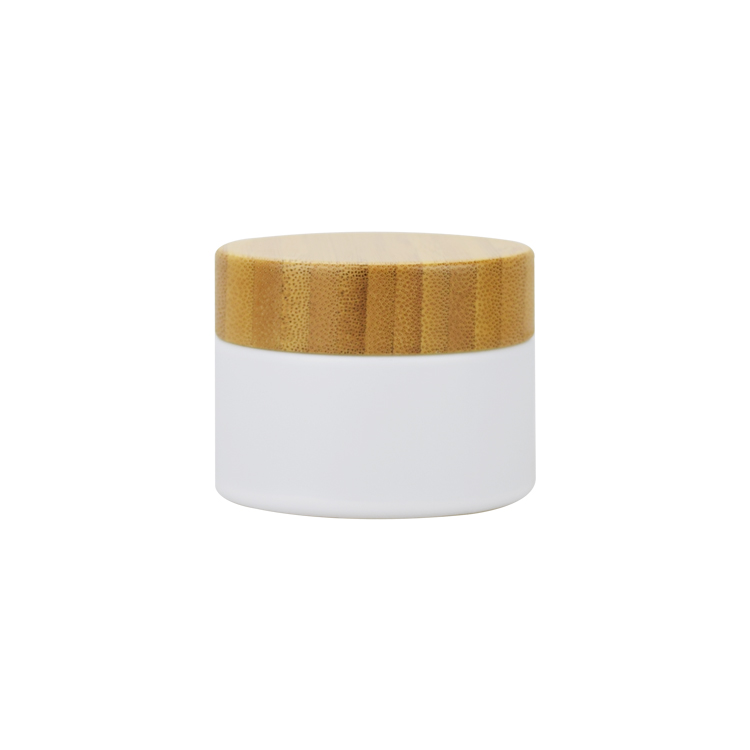 natural skincare packaging 5g 15g 30g 50g 100g 200g white coated cosmetic cream glas jar bamboo lid