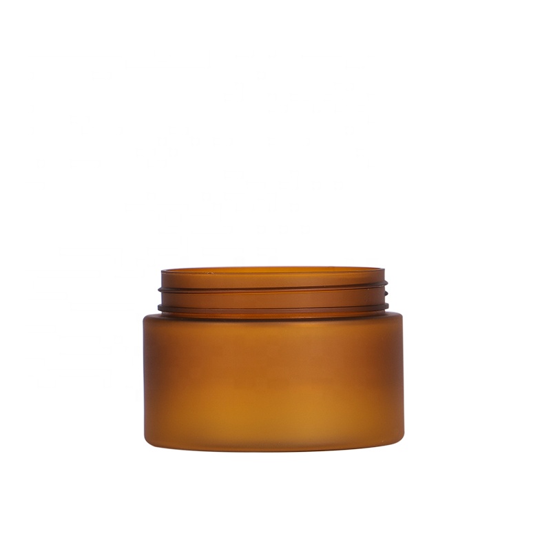 nature skin care cosmetic container packaging bamboo wood lids amber frosted plastic jars