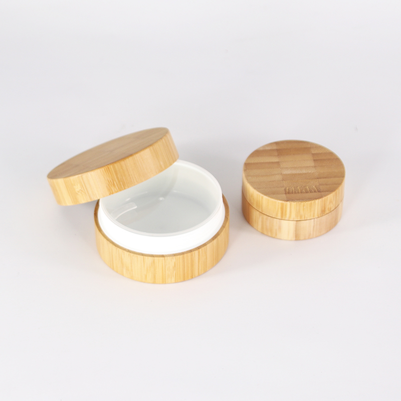 new Popular 100g 100ml full bamboo wooden cream plastic/glass jar with screw lid for cosmetic bamboo cover