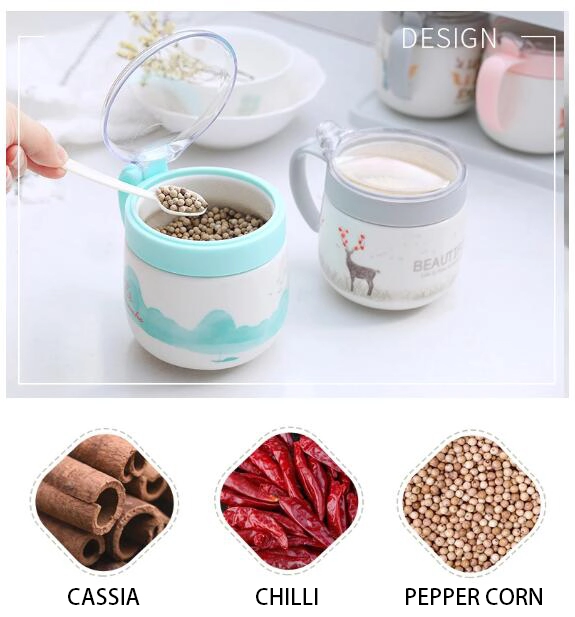 new and hot products ceramic seasoning jar kitchen spice rack salt sugar spice pepper condiment container flavoring jar