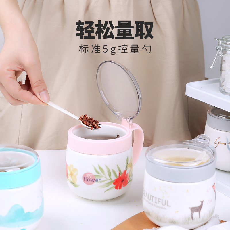 new and hot products ceramic seasoning jar kitchen spice rack salt sugar spice pepper condiment container flavoring jar