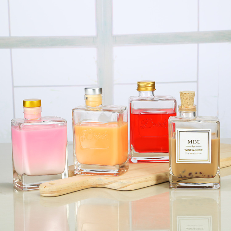 new arrival 280ml square glass food bottle for coffee with cap