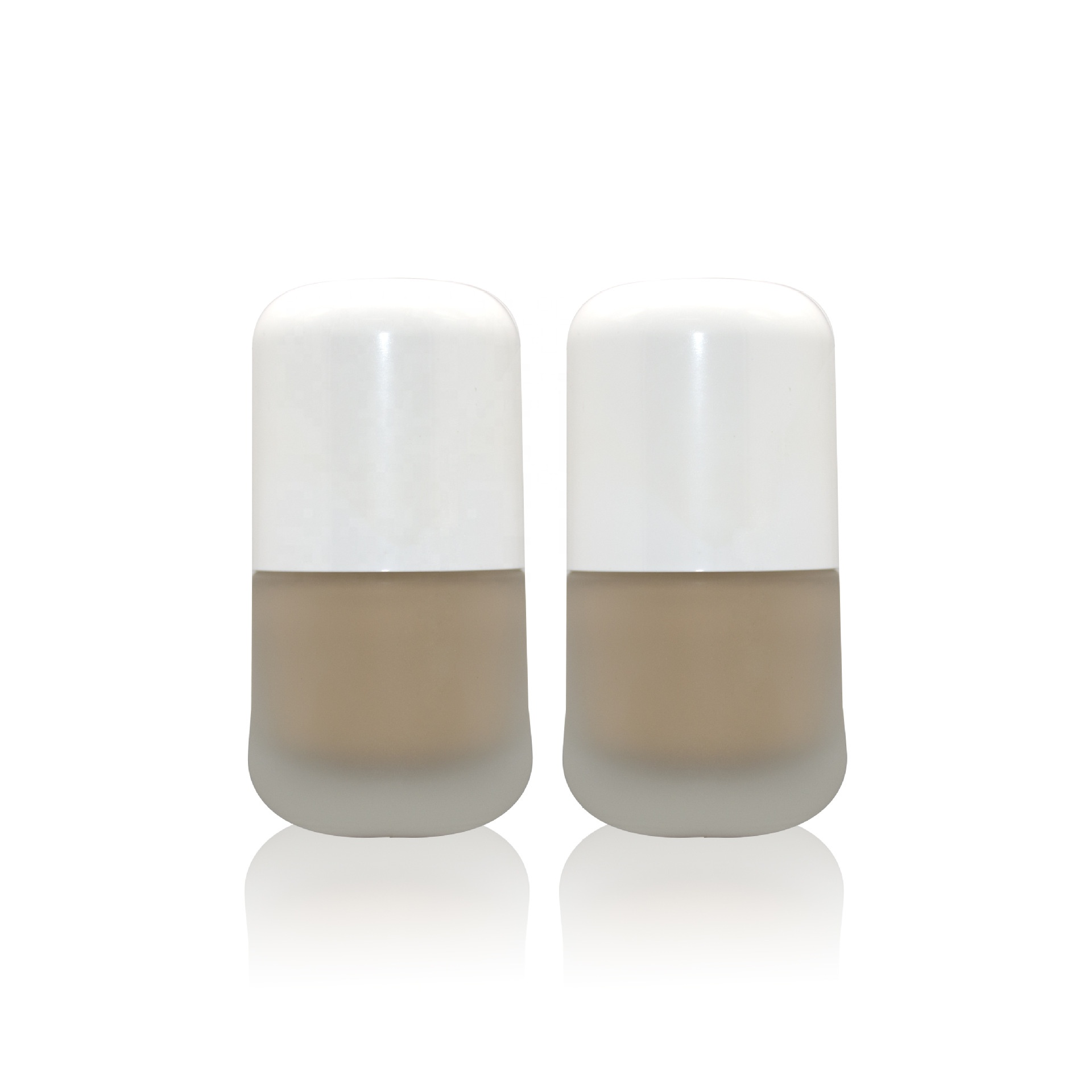 new arrival capsule pill shape skin care lotion liquid foundation sun screen glass bottle for cosmetic packaging
