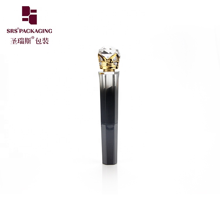 new arrival hot sale no logo D16mm polygon shape gradient  metal crown design black lipstick tube