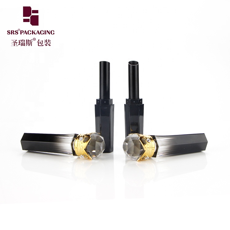 new arrival hot sale no logo D16mm polygon shape gradient metal crown design black lipstick tube