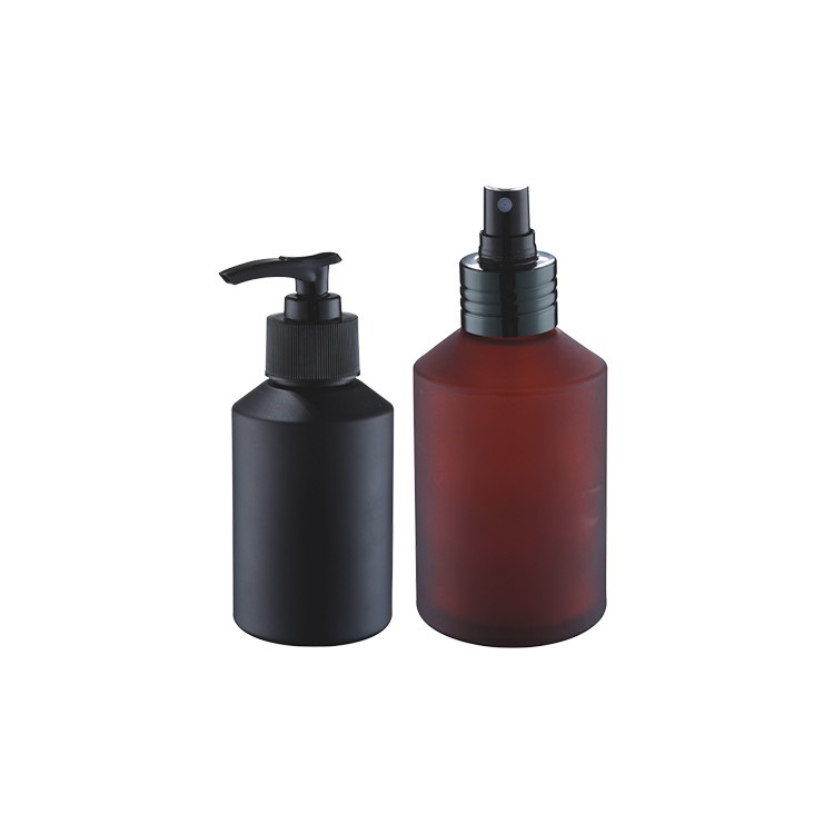 new arrival product 60ml 125lml 200ml 250ml silicone baby black slant shoulder glass packaging with white plastic pump top