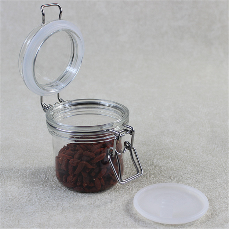 new clear round plastic storage airtight jar for cookie candy spice yogurt