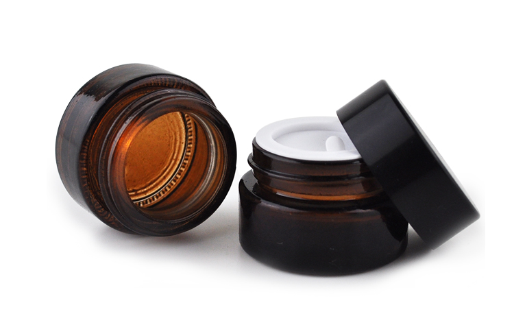 new cosmetic 30ml 50ml 60ml 100ml brown glass jars black lid face cream jars