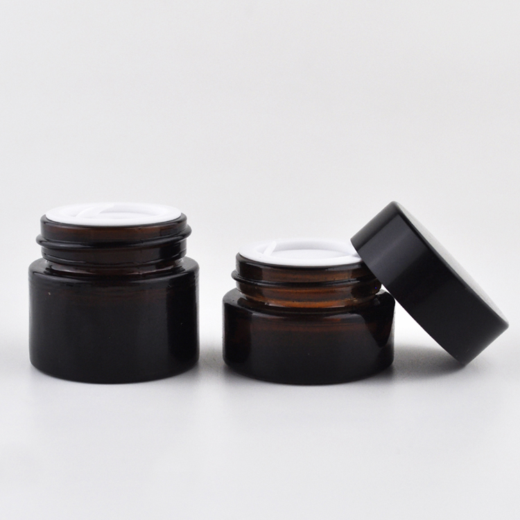 new cosmetic 30ml 50ml 60ml 100ml brown glass jars black lid face cream jars