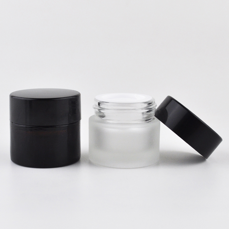 new cosmetic 30ml 50ml 60ml 100ml brown glass jars black lid face cream jars