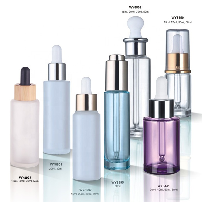 new cosmetic packing 20ml 30ml 50ml 60ml 80ml  custom shape flat shoulder matte white serum glass dropper bottles