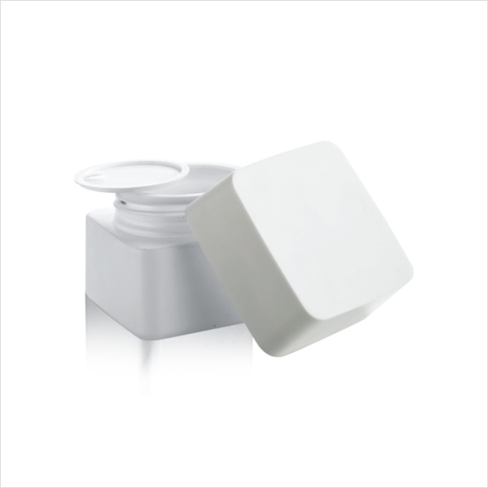 new cosmetic white square high quality body empty glass cream jar 50g container packing set
