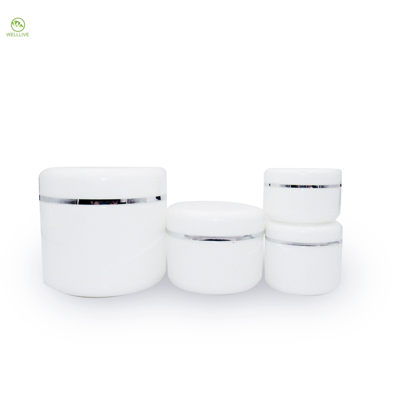 new design 100g White pp double gallbladder skin jar cream with silver edge for Cosmetic packaging
