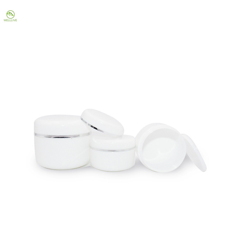 new design 100g White pp double gallbladder skin jar cream with silver edge for Cosmetic packaging