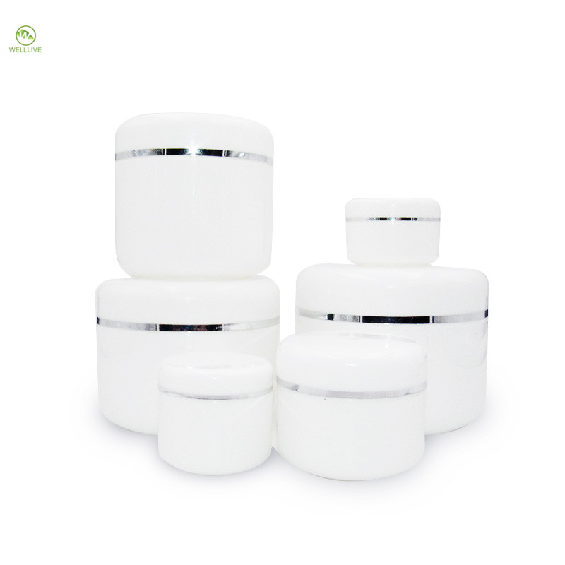 new design 100g White pp double gallbladder skin jar cream with silver edge for Cosmetic packaging