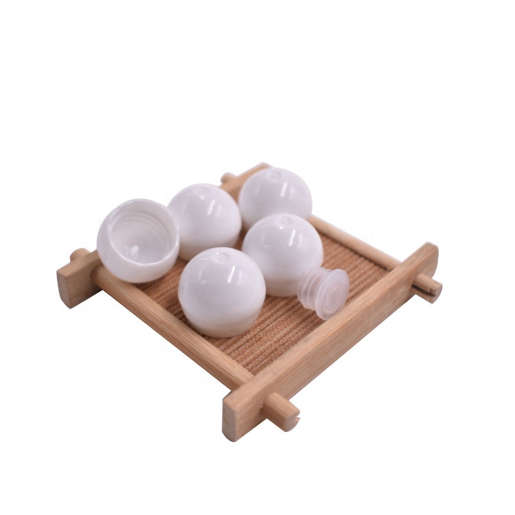 new design 2021 stocks ball shape plastic lid 0.5oz serum glass bottle, round face serum bottle 15ml