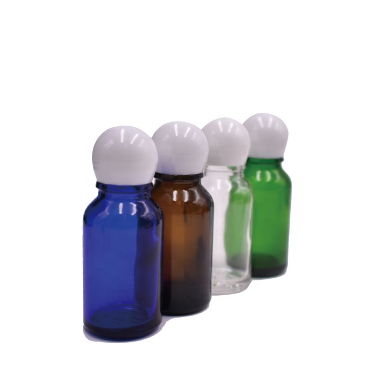 new design 2021 stocks ball shape plastic lid 0.5oz serum glass bottle, round face serum bottle 15ml