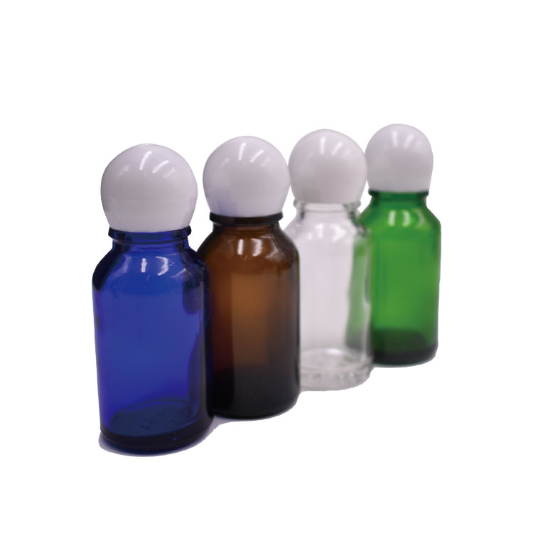 new design 2021 stocks ball shape plastic lid 0.5oz serum glass bottle, round face serum bottle 15ml