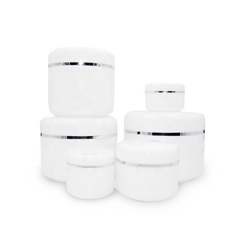 new design 20g white pp Skin cream jar with silver edge Eye cream nail polish containers