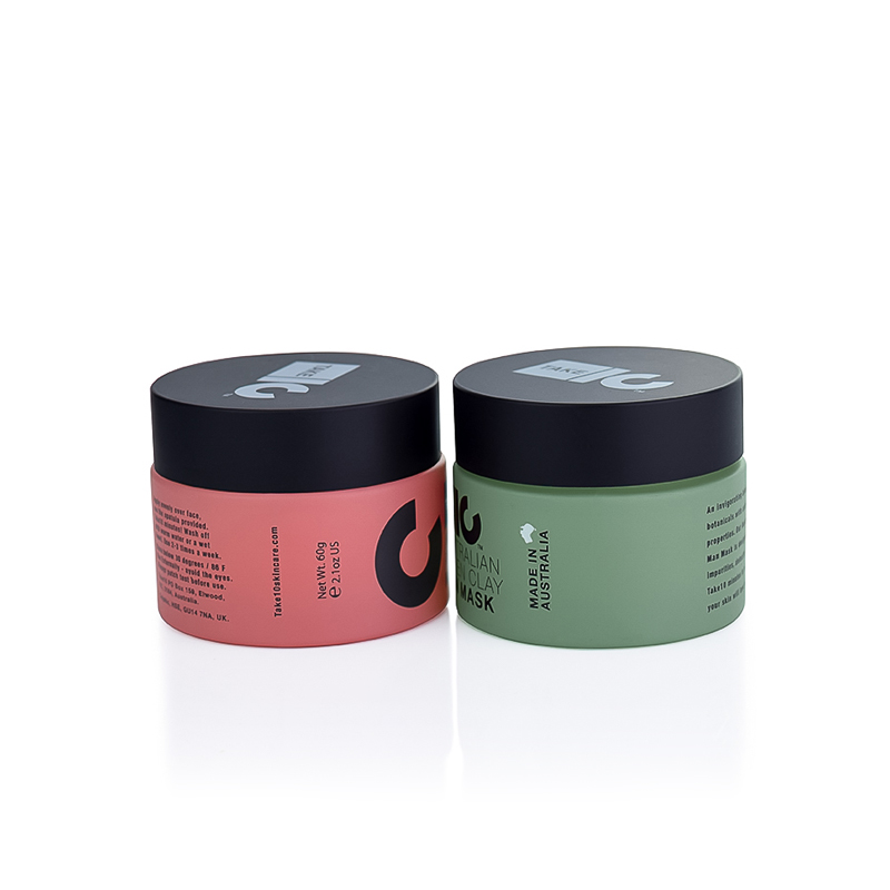 new design 4oz cosmetic jars 5g 10g 20g 30g 50g 100g 8oz face body cream matte coral red green glass jar with matte black lid