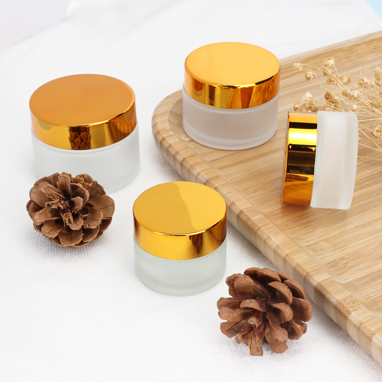 new design 5g 10g 15g 30g 50g 100g clear frosted glass cosmetic jar for cream lip balm