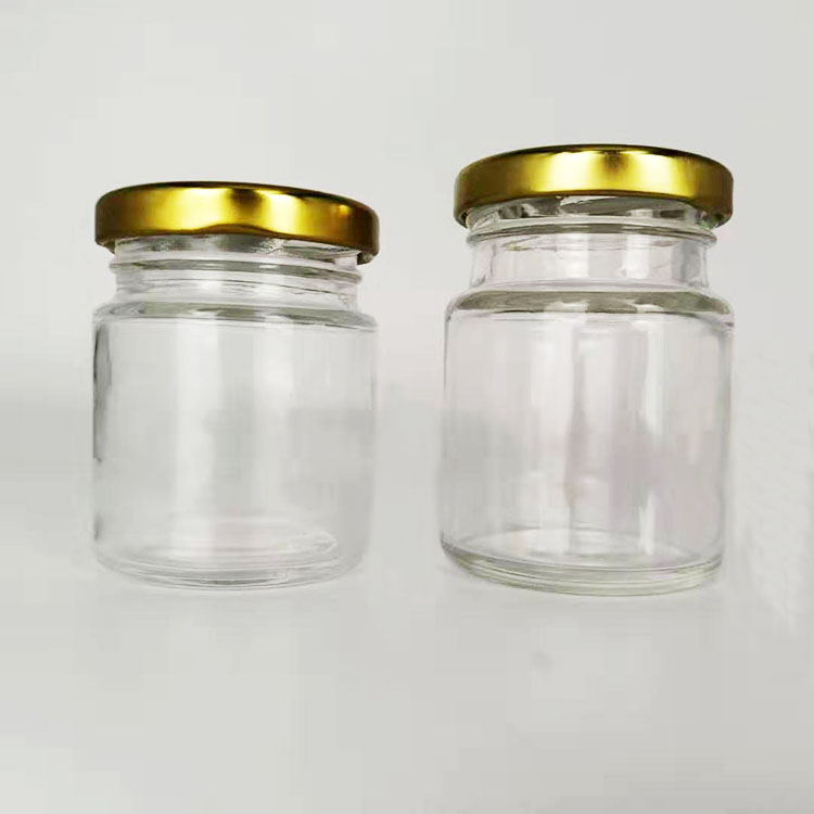 new design 70ml 75ml 80ml cheap bird nest drink sauce food jam glass bottle jar with black lid