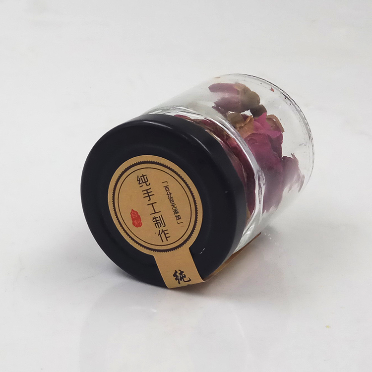 new design 70ml 75ml 80ml cheap bird nest drink sauce food jam glass bottle jar with black lid