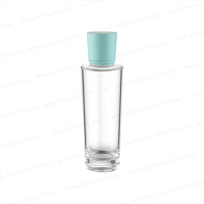 new design clear empty custom glass body lotion bottle 100ml 120ml with matte green color cap