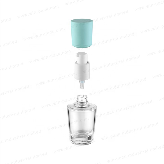 new design clear empty custom glass body lotion bottle 100ml 120ml with matte green color cap