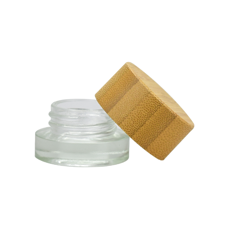 new design clear frosted 5g 15g 30g 50g glass cream jar bamboo child proof resistant cap
