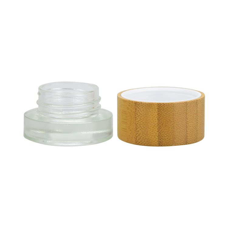 new design clear frosted 5g 15g 30g 50g glass cream jar bamboo child proof resistant cap