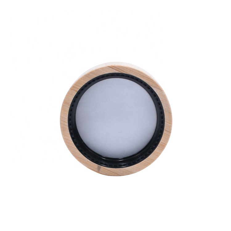 new design cosmetic package empty 15g 15ml 0.5oz amber frosted clear bamboo and glass cosmetic jar with bamboo lid
