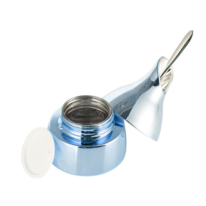 new design cosmetic packaging skin care cream jars and pump lotion glass bottle sets with magnetic spoon