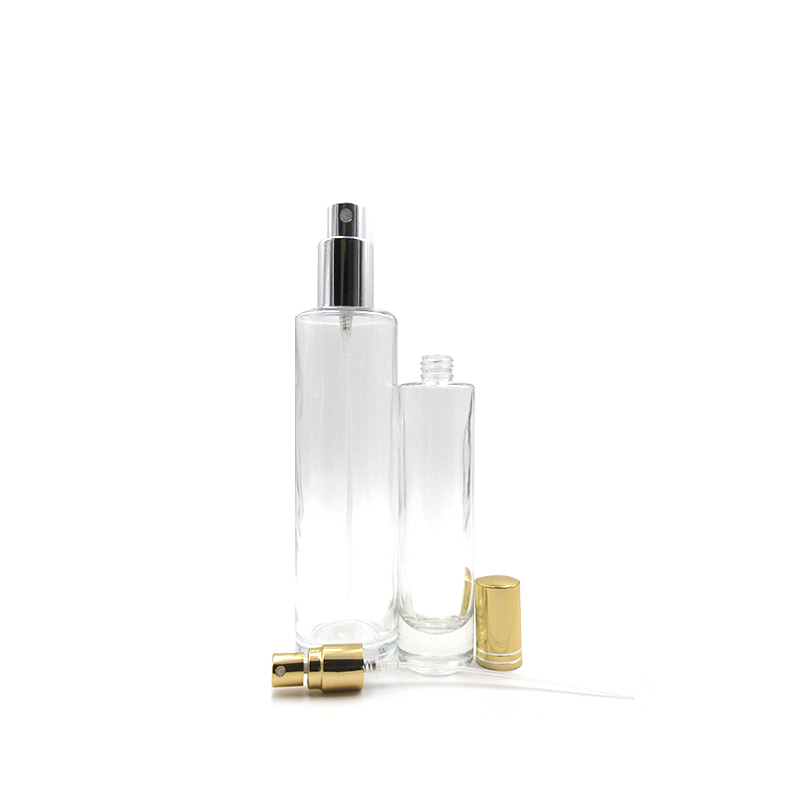 new design flat round square 30ml 50ml 100ml empty spray glass perfume bottles With Gold Or Silver sprayer