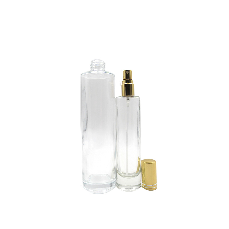 new design flat round square 30ml 50ml 100ml empty spray glass perfume bottles With Gold Or Silver sprayer
