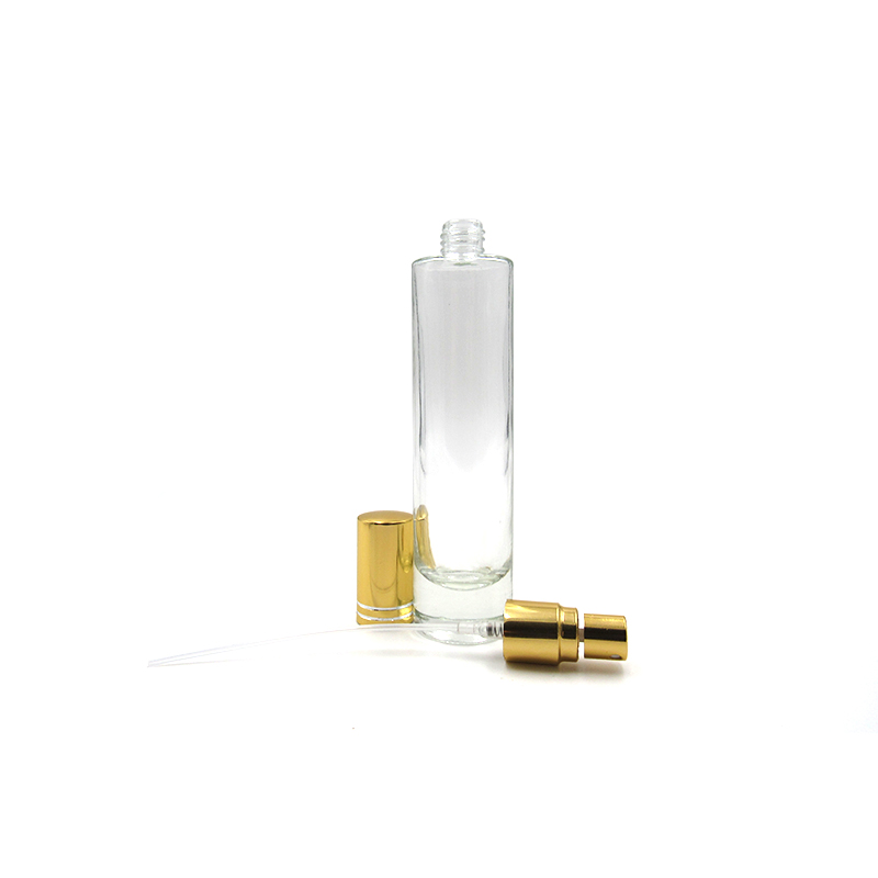 new design flat round square 30ml 50ml 100ml empty spray glass perfume bottles With Gold Or Silver sprayer